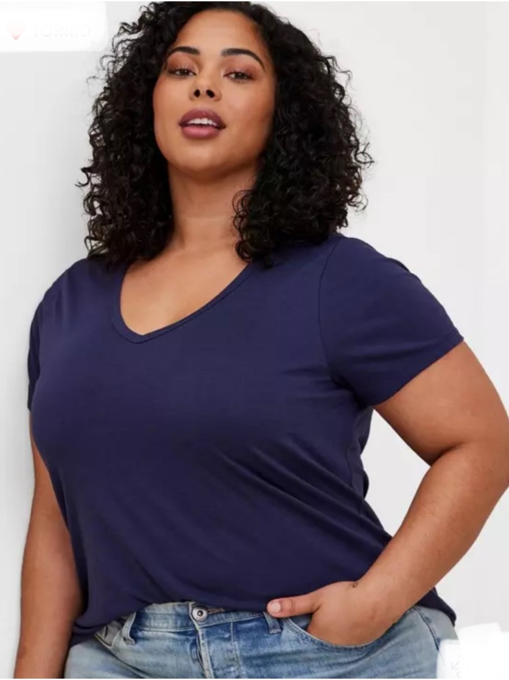 TORRID Girlfriend V-Neck Tee Peacoat Navy size 2X Brand New With Tag GORGEOUS!